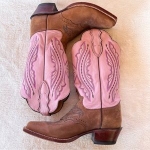 Justin Boots Pink and Brown Women's cowboy Boots